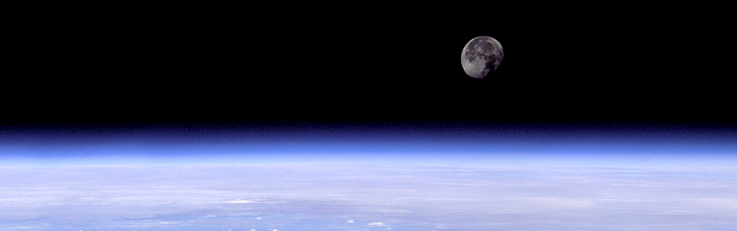 View of the moon above the Earth's atmosphere