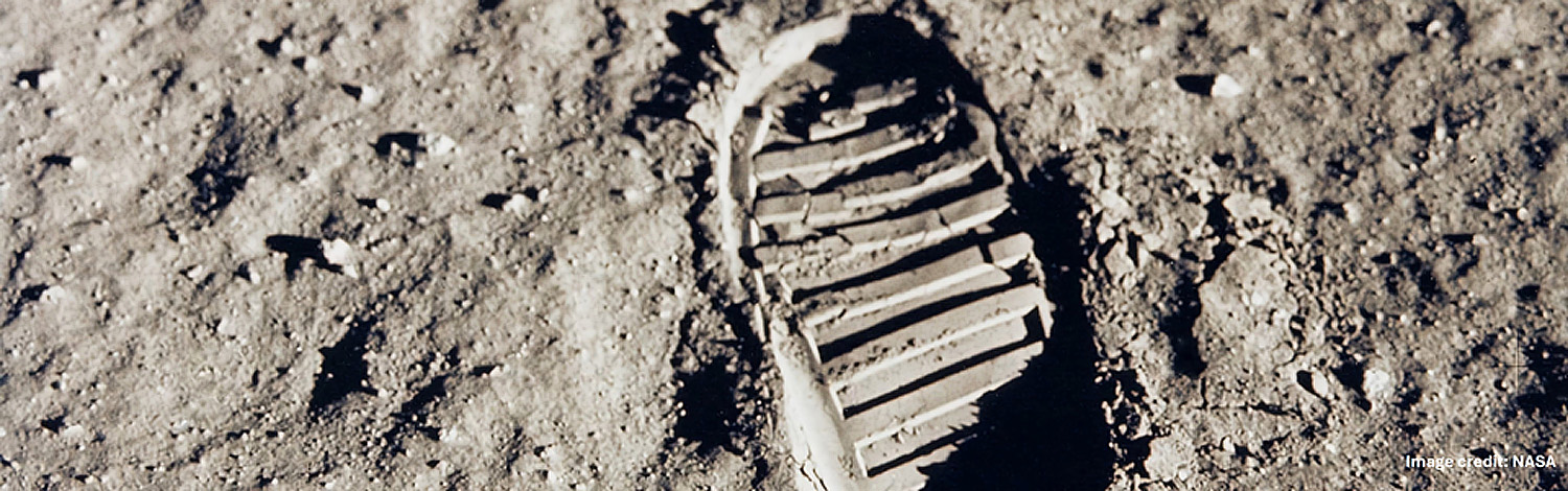 Impression of astronaut footprint on the moon